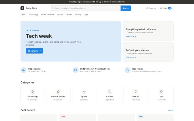E-commerce (B2C) · Storefront (Discovery) · Home