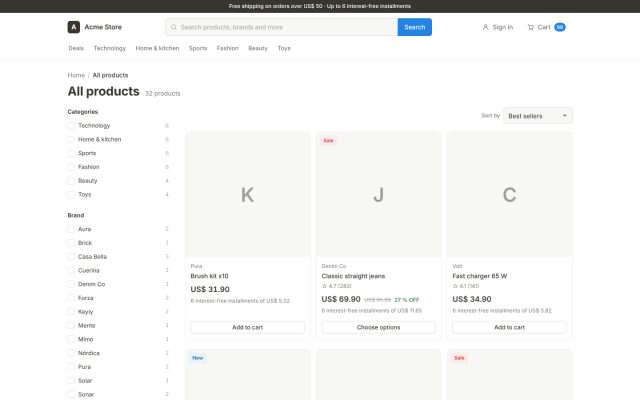 E-commerce (B2C) · Storefront (Discovery) · Product Listing Page (PLP)