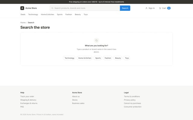 E-commerce (B2C) · Storefront (Discovery) · Search Results