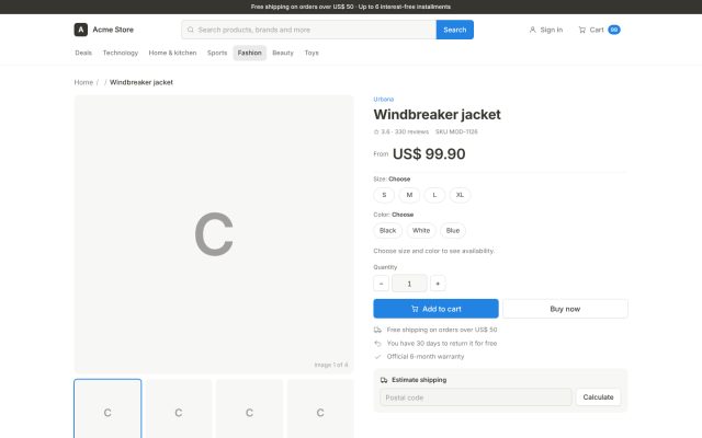 E-commerce (B2C) · Product (PDP) · Product Detail Page