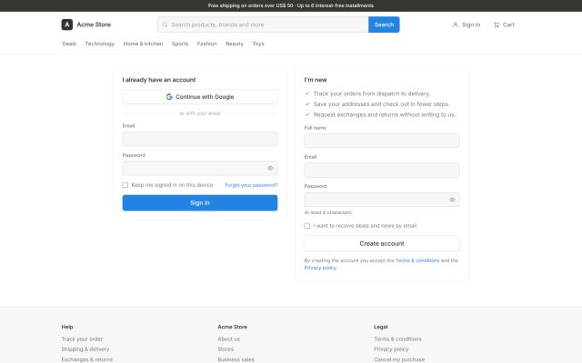 E-commerce (B2C) · Customer Portal (B2C) · Auth (Login/Sign-up)