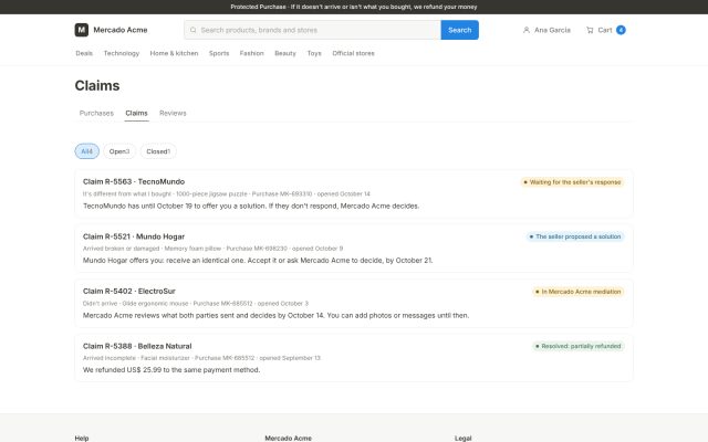 Marketplace · Customer Portal (Buyer) · Dispute Center