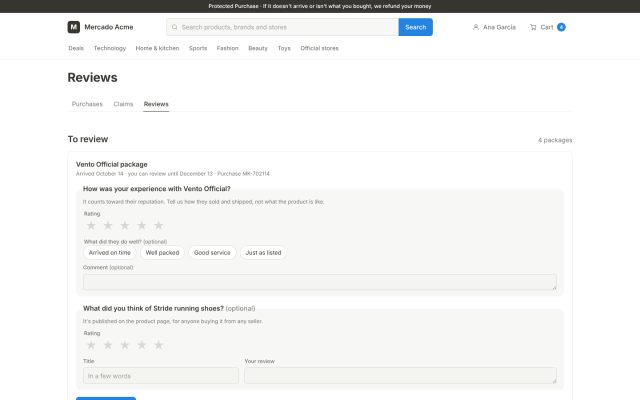 Marketplace · Customer Portal (Buyer) · Reviews