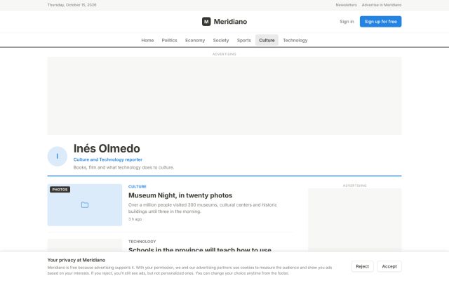 Media portal / Advertising · Front Page and Discovery · Author Page