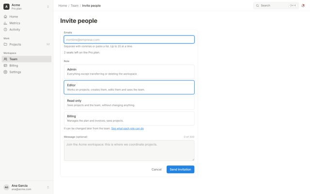 SaaS · Team and Access (RBAC) · Sending Invitations