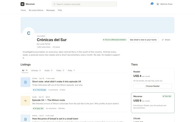 Content subscription · Discovery and Paywall · Creator/Publication Landing