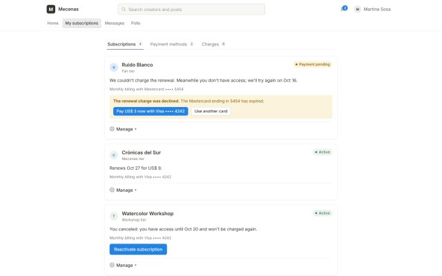 Content subscription · Subscriber Portal (Consumer) · Subscription Management (Billing)