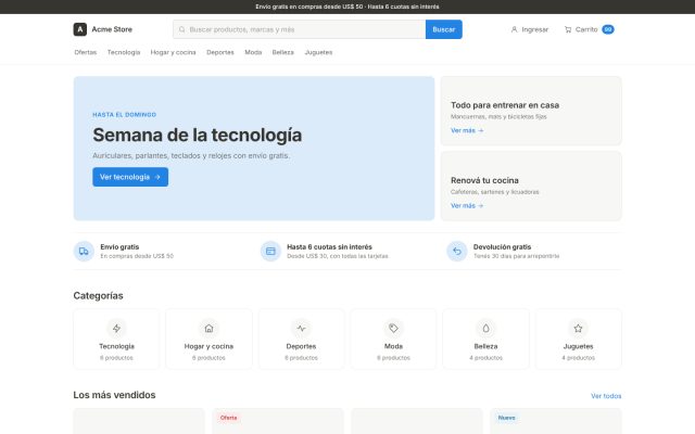 E-commerce (B2C) · Storefront (Descubrimiento) · Home