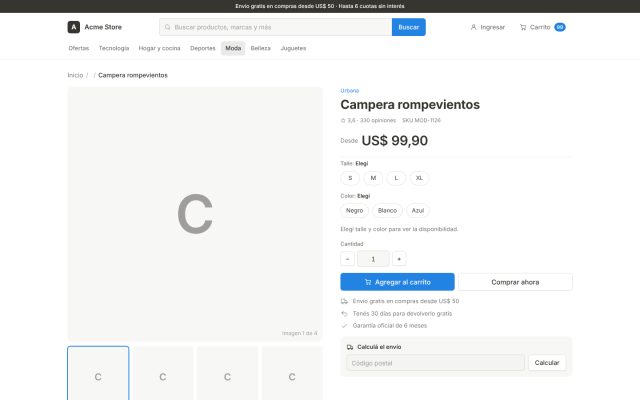 E-commerce (B2C) · Producto (PDP) · Product Detail Page (Detalle de Producto)