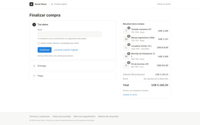 E-commerce (B2C) · Checkout (Pasarela) · Billing (Facturación)