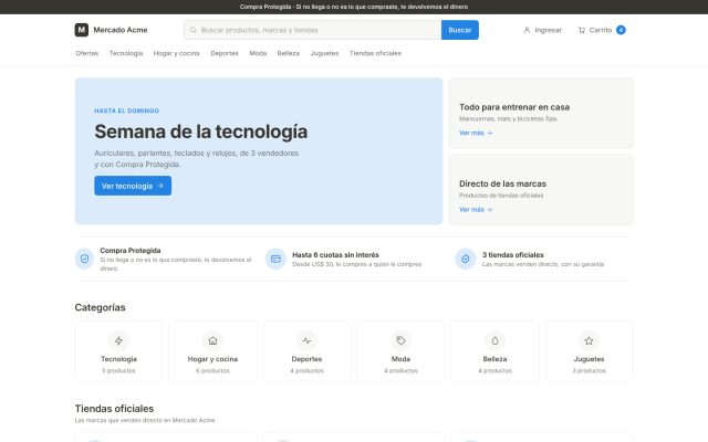 Marketplace · Descubrimiento (Comprador) · Home