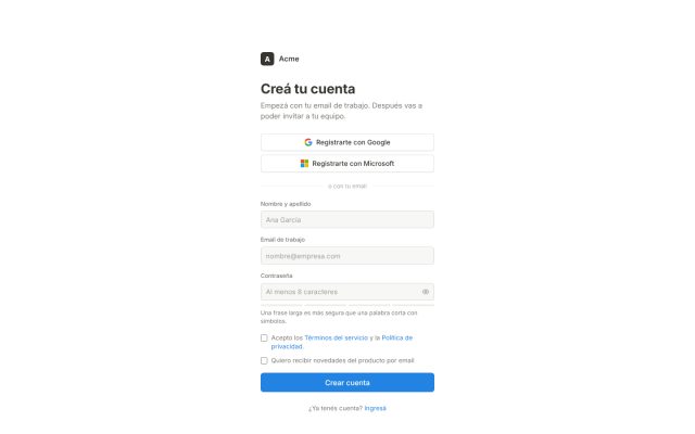 SaaS · Autenticación (Auth) · Registro
