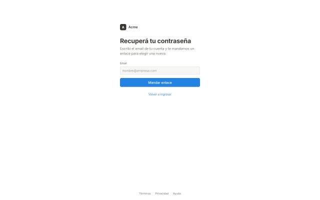 SaaS · Autenticación (Auth) · Recuperación de Password