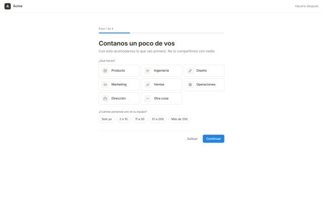 SaaS · Onboarding · Wizard de configuración