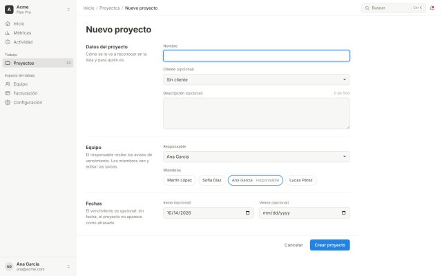 SaaS · Core del Producto · Formularios de Creación/Edición