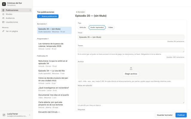 Suscripción de contenido · Portal del Creador / Publicador · Editor de Contenido (CMS)