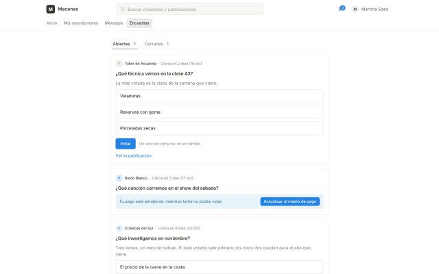 Suscripción de contenido · Interacción y Comunidad · Encuestas